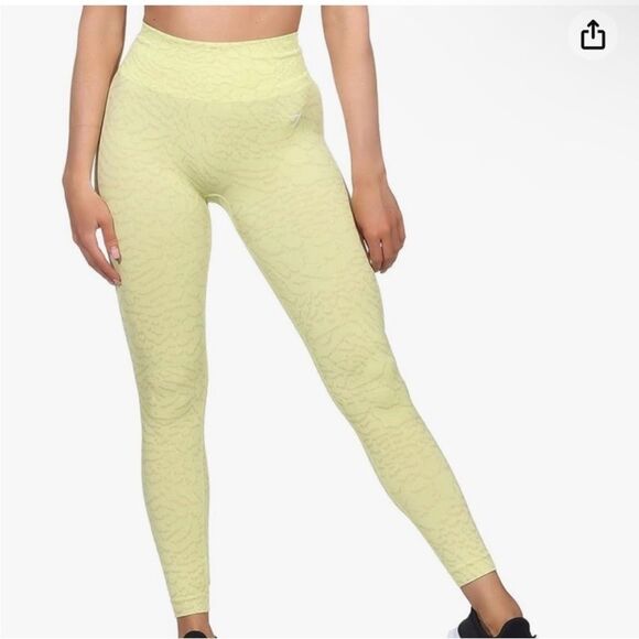 GYMSHARK | Adapt Animal Print Yellow-Green Leggings Women’s Size Small - Picture 1 of 11